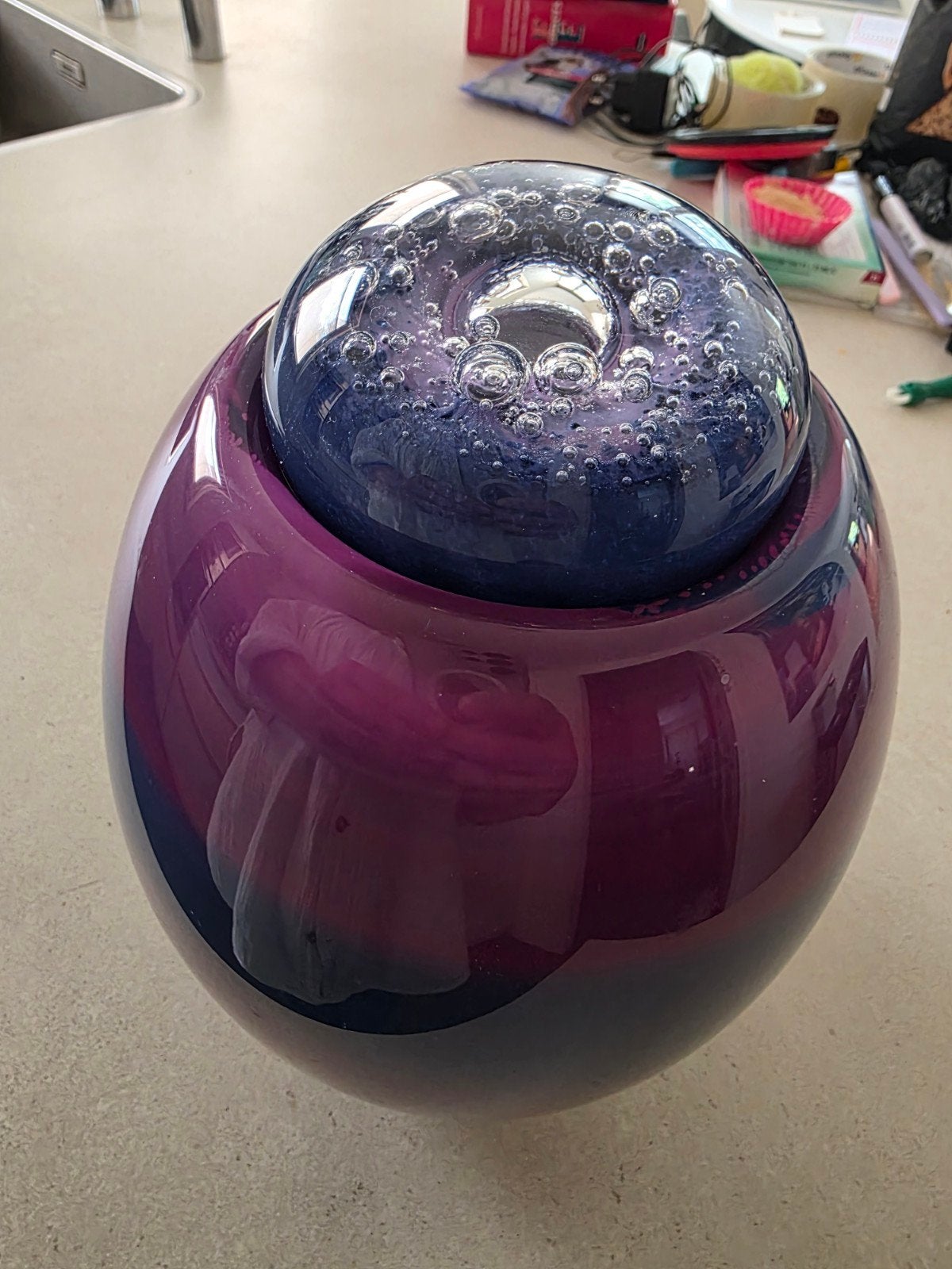 vaas, urn, Ophalen, Handgemaakt, Blauw, 25 cm