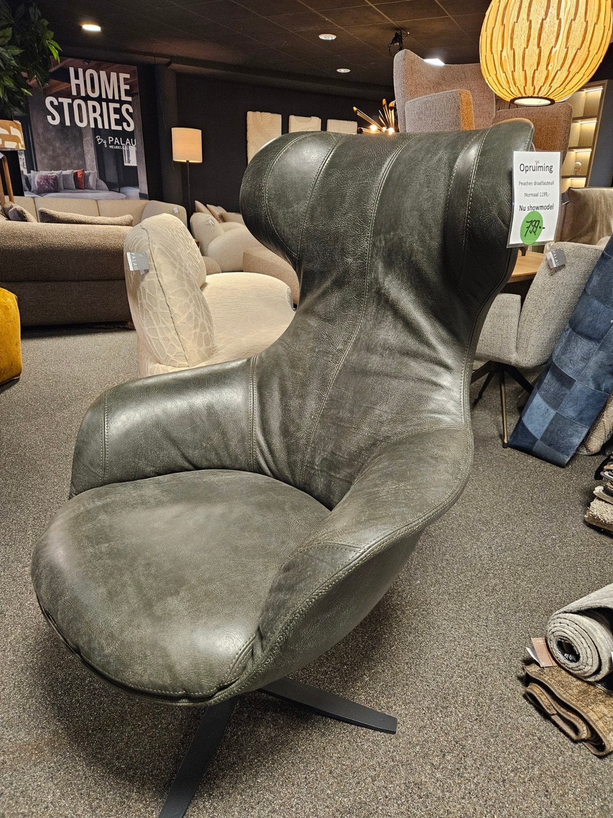draaifauteuil peaches het-anker africa leder, Ophalen of Verzenden, Nieuw, 75 tot 100 cm, 50 tot 75 cm