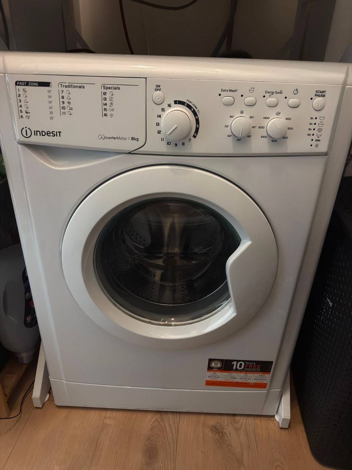wasmachine Indesit, Ophalen, Gebruikt, 1200 tot 1600 toeren, 85 tot 90 cm