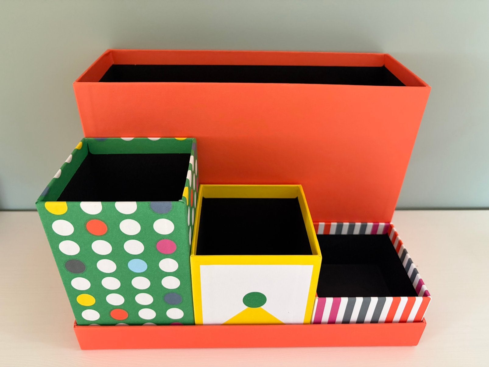 Bureauorganiser, 4 kleurrijke opbergdozen, Ophalen of Verzenden, Zo goed als nieuw