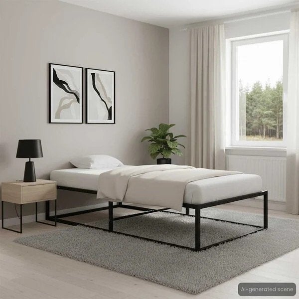 Metalen bedframe van Vida XL, Huis en Inrichting, Slaapkamer | Bedden, Zwart, Tweepersoons, 200 cm, Metaal
