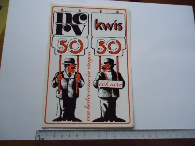 sticker oud Lex van Voorst art NCRV kwis tv quiz strip pop, Verzenden, Zo goed als nieuw, Bedrijf of Vereniging