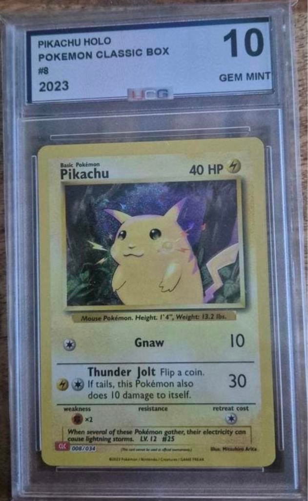 Pikachu 008/034 UCG gem mint 10, Hobby en Vrije tijd, Verzamelkaartspellen | Pokémon, Ophalen of Verzenden, Zo goed als nieuw