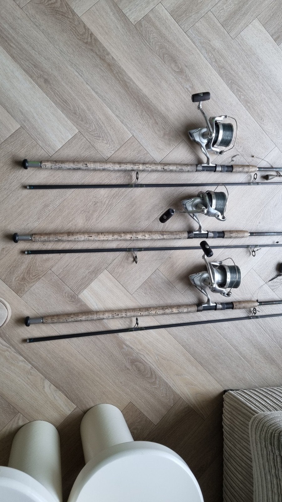 CJW KM1 Hengels 12 ft 2.75 lb (2+1 met topschade), Ophalen, Gebruikt, Complete hengel