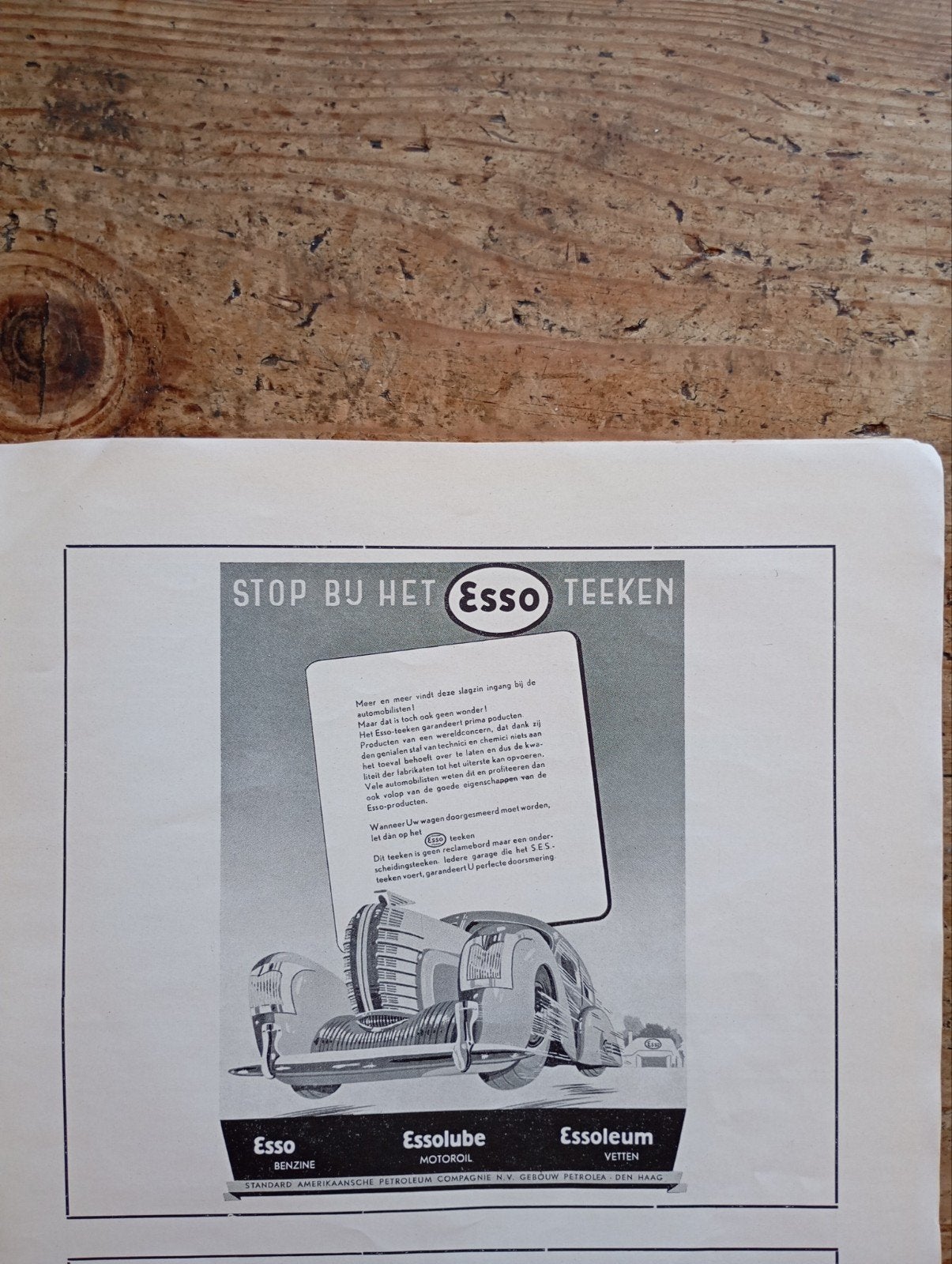 Vintage Esso Advertentie Reclame 1947, Verzamelen, Ophalen of Verzenden, Gebruikt, Overige typen