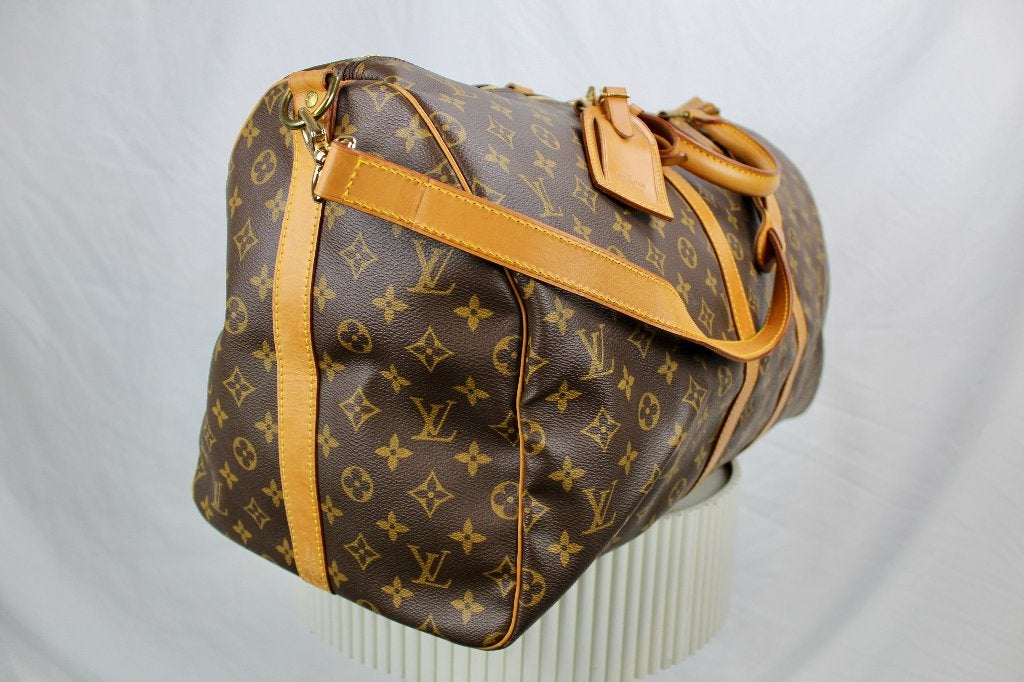 Louis Vuitton Keepall 55 Bandoulière - 1214, 40 tot 60 cm, 30 cm of meer, Bruin, Minder dan 35 cm