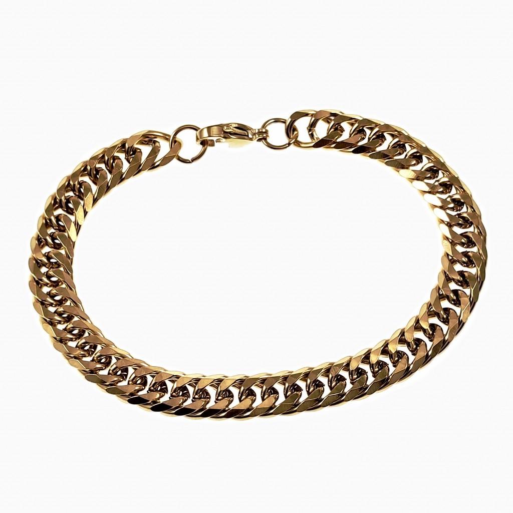 22cm x 9mm Cubaanse Armband Unisex Stalen Goudkleur Schakel, Staal, Birgitta-Gracht 33, 6465 EL Kerkrade, Nederland, Verzenden