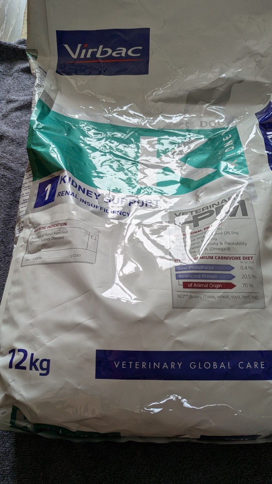 Halve zak 12kg Virbac K1 nieren Kidney support honden brokke, Ophalen, Hond