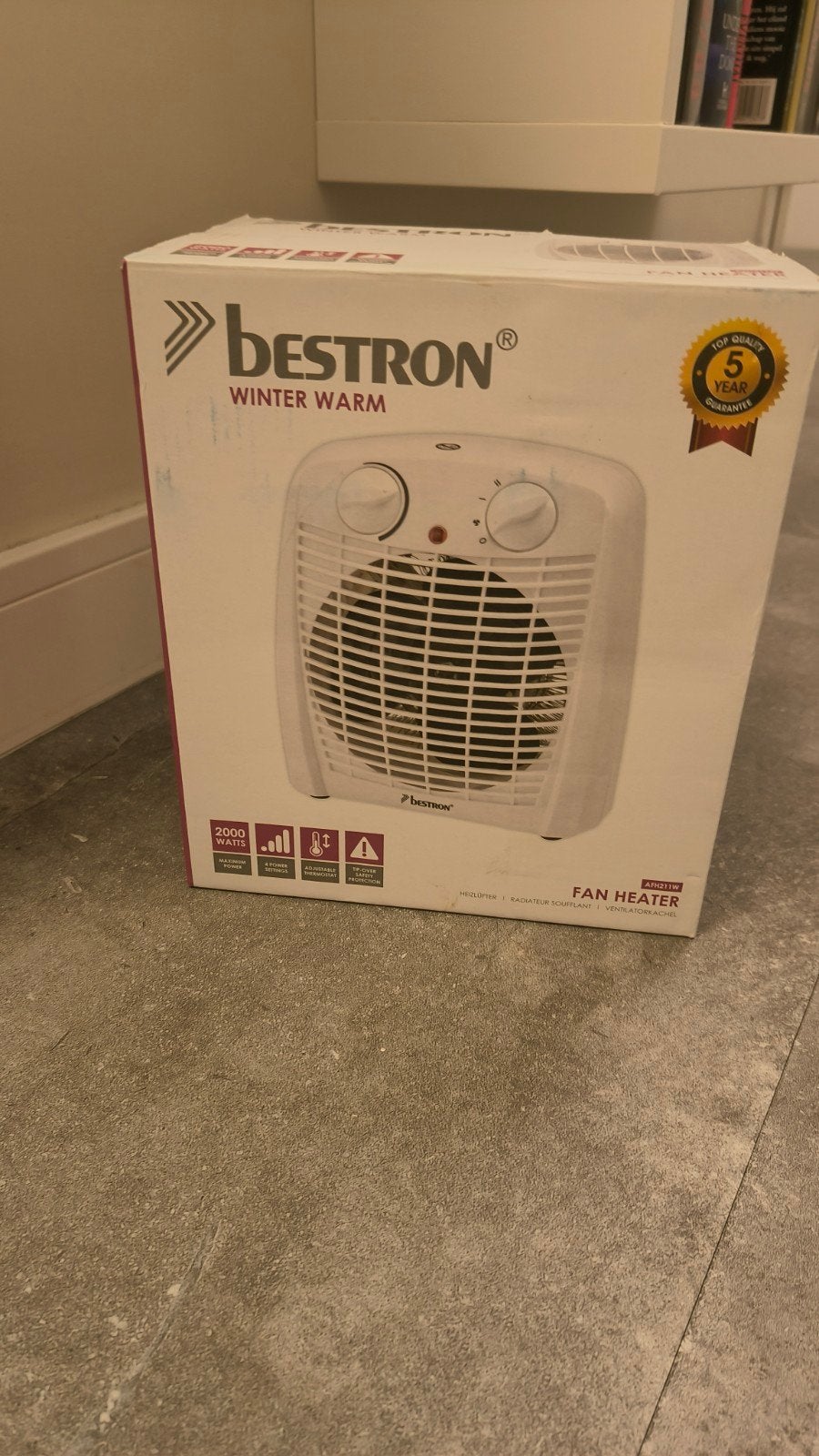 Bestron Ventilator Kachel AFH211W - 2000W, Ophalen, 30 tot 80 cm, Kachel, Minder dan 60 cm