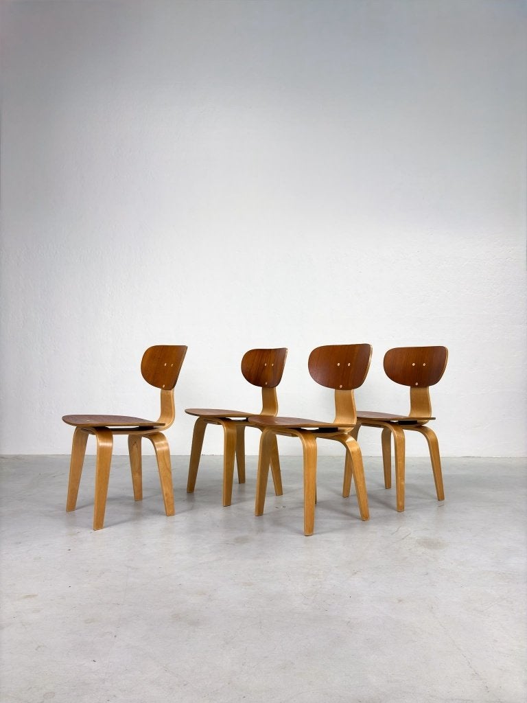 Set 'SB16' Eetkamerstoelen van Cees Braakman voor Pastoe, Ophalen, Bruin, Zo goed als nieuw, Vier