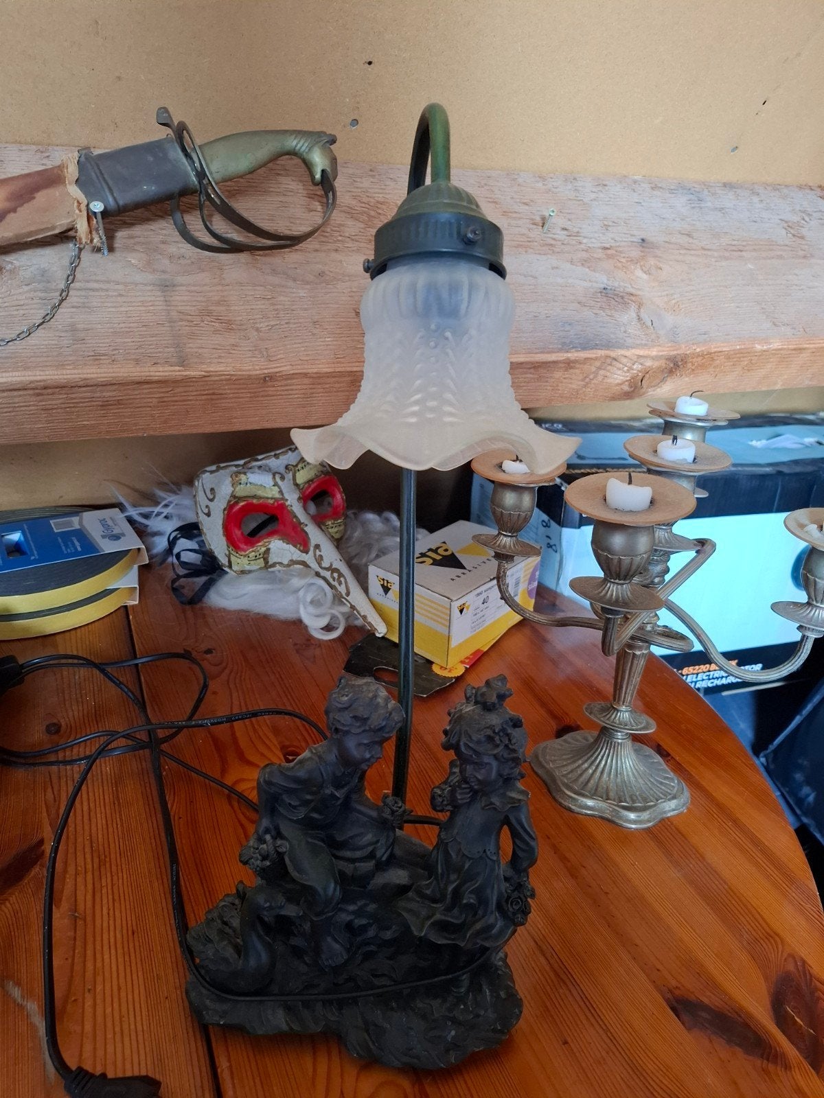 Antieke Marfinite Lamp met Kinderfiguren - Portugal, Ophalen