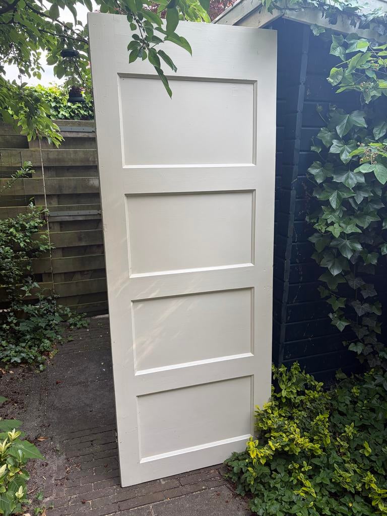 Witte houten paneeldeur, Ophalen, Gebruikt, 80 tot 100 cm, Binnendeur
