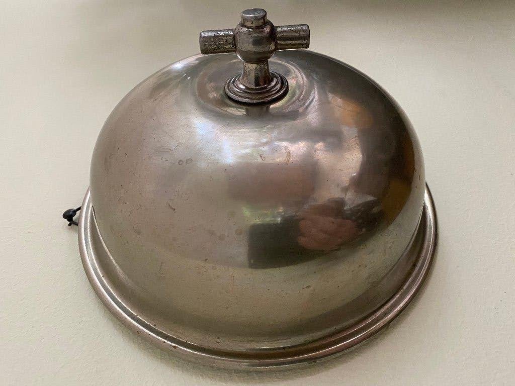 Antieke Zilvertinnen  Cloche met mooie handgreep ca. 1880, Antiek en Kunst, Ophalen of Verzenden