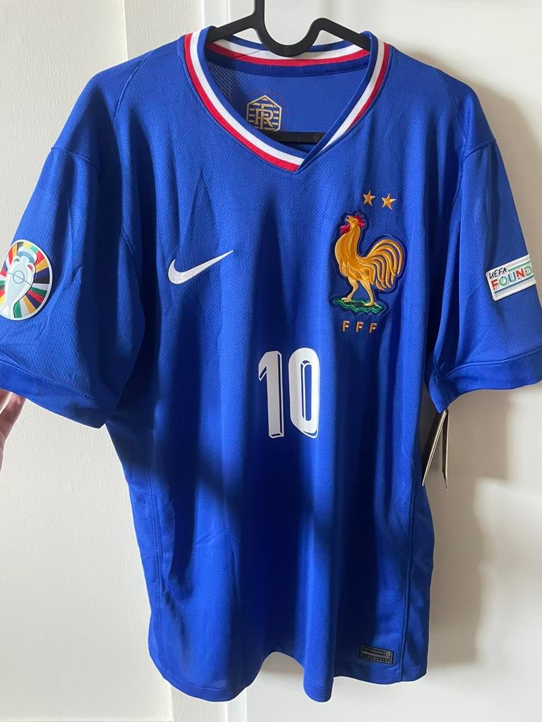 Frankrijk thuisshirt, Mbappe, EK 2024, Blauw, Authentiek, Sport en Fitness, Voetbal, Maat M, Verzenden, Nieuw, Shirt