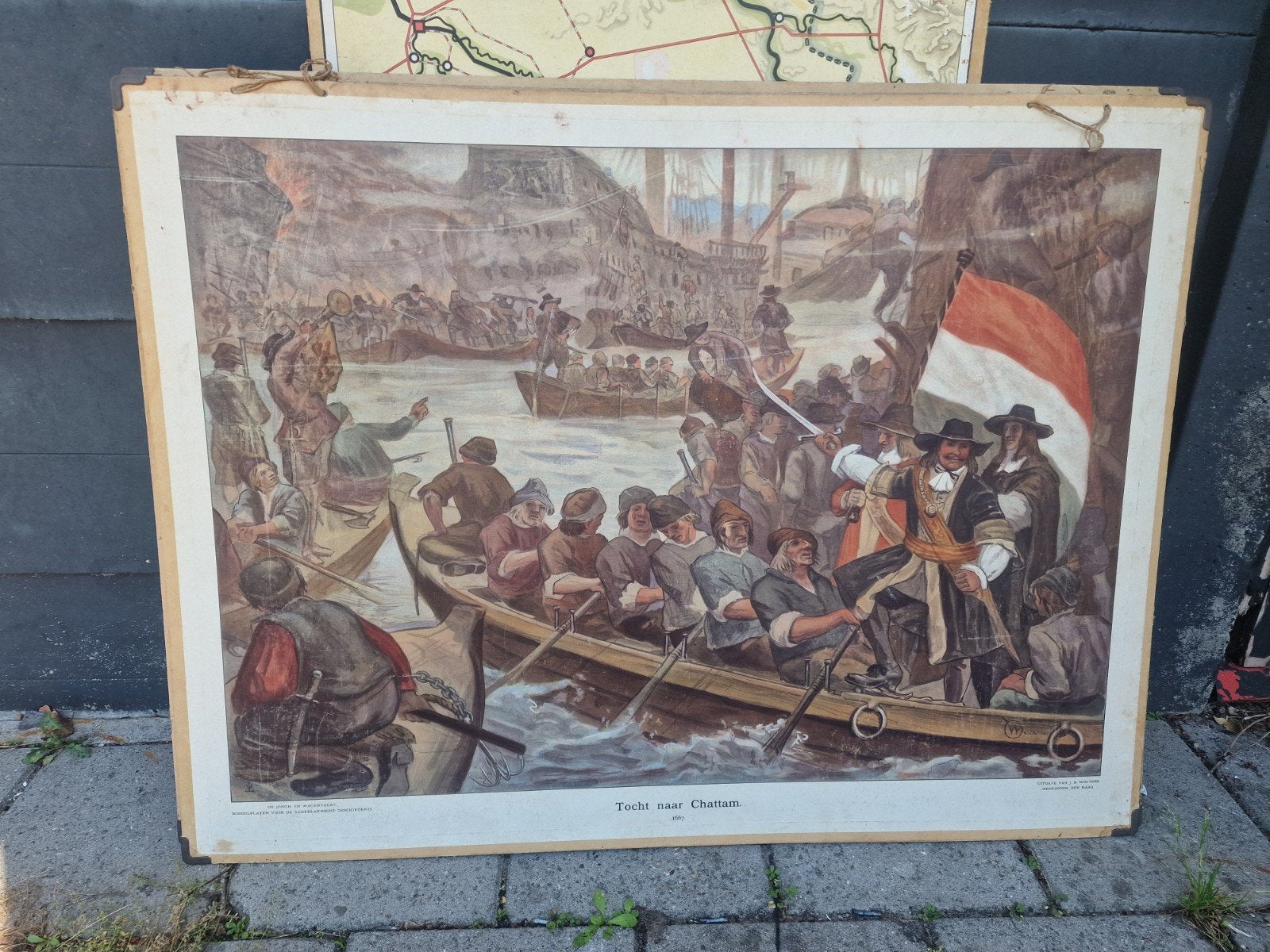 Schoolplaat: Vaderlandsche geschiedenis, naar Chattam, Antiek en Kunst, Ophalen of Verzenden, Geschiedenis