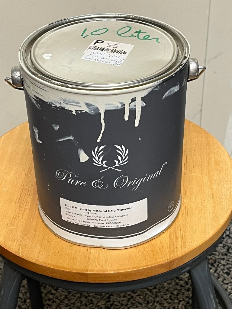Pure & Original lakverf Old Linen Traditional Eggshell, Minder dan 5 liter, Ophalen, Zo goed als nieuw, Verf