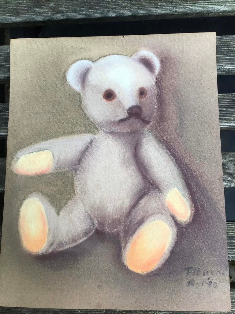 Oude tekening van een beer, gesigneerd, Antiek en Kunst, Ophalen of Verzenden