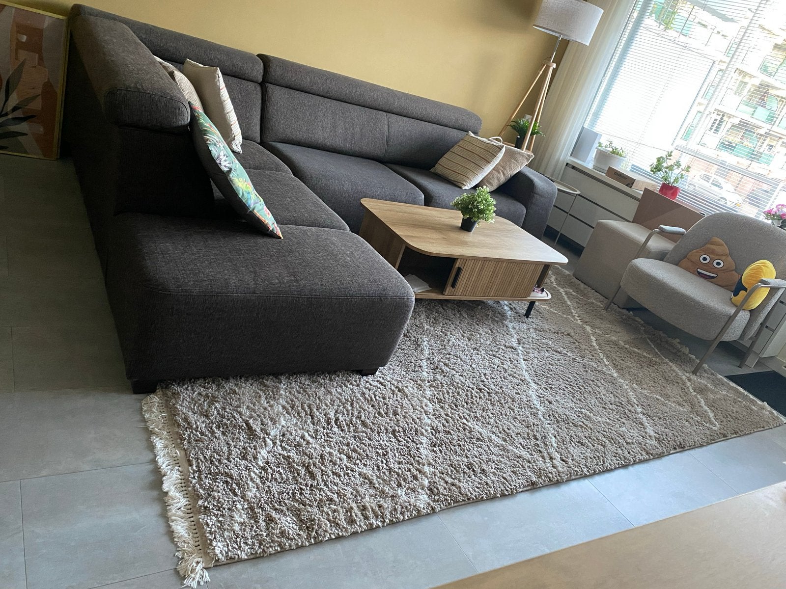 Superzacht hoogpolig shaggy tapijt beige 195x290cm, Huis en Inrichting, Gebruikt, Beige, 150 tot 200 cm, 200 cm of meer