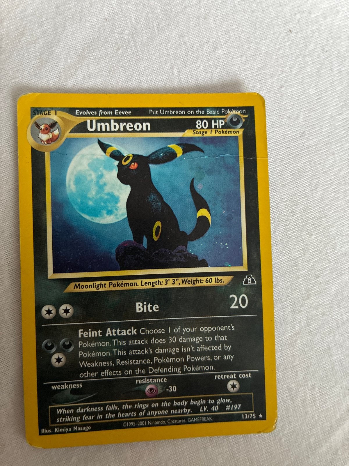 Pokémon Umbreon 13/75 Neo Discovery Kaart - Gebruikt, Ophalen, Gebruikt, Losse kaart