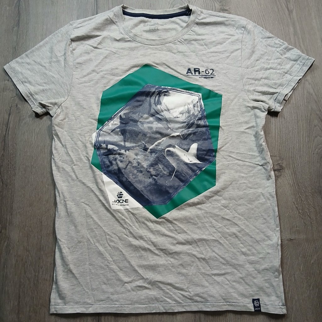 T-shirt met Geometrische Print, Kleding | Heren, Maat 52/54 (L), Ophalen of Verzenden, Grijs, Gedragen