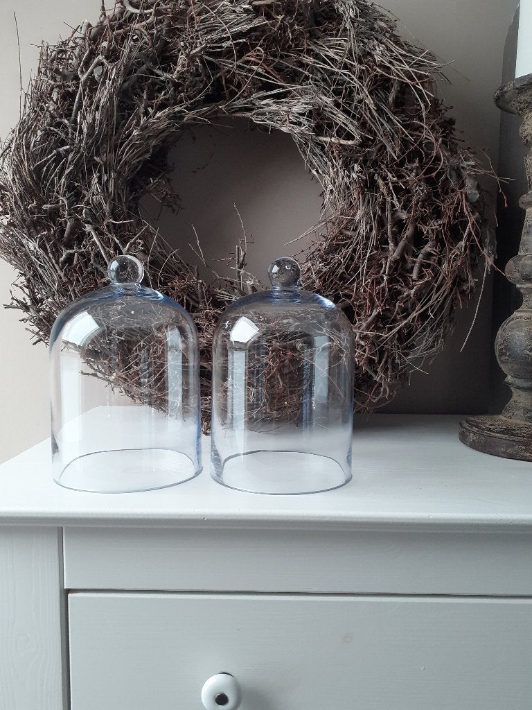2 stuks mooie glazen stolpen, woonaccessoires, nieuw., Ophalen of Verzenden, 13 cm, Glas, Nieuw