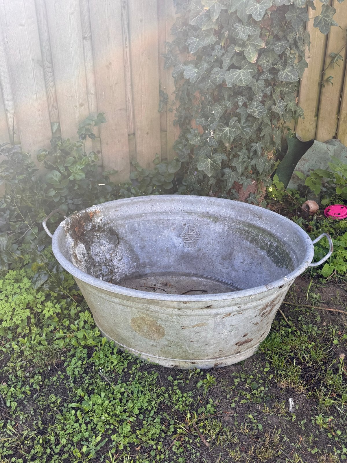Grote vintage zinken teil/badkuip, Ophalen of Verzenden