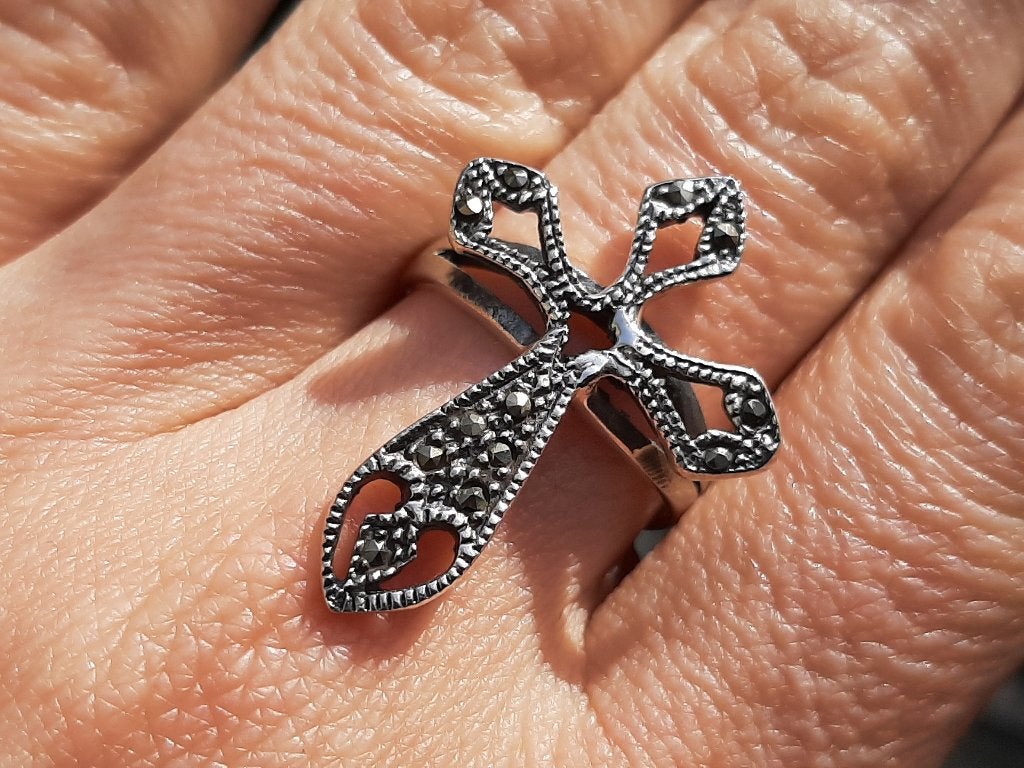 Vanoli - 925 zilveren ring markasiet maat 18,5 cross kruis, Daiva1973@hotmail.com, 18 tot 19, Vanoli, Amsterdam