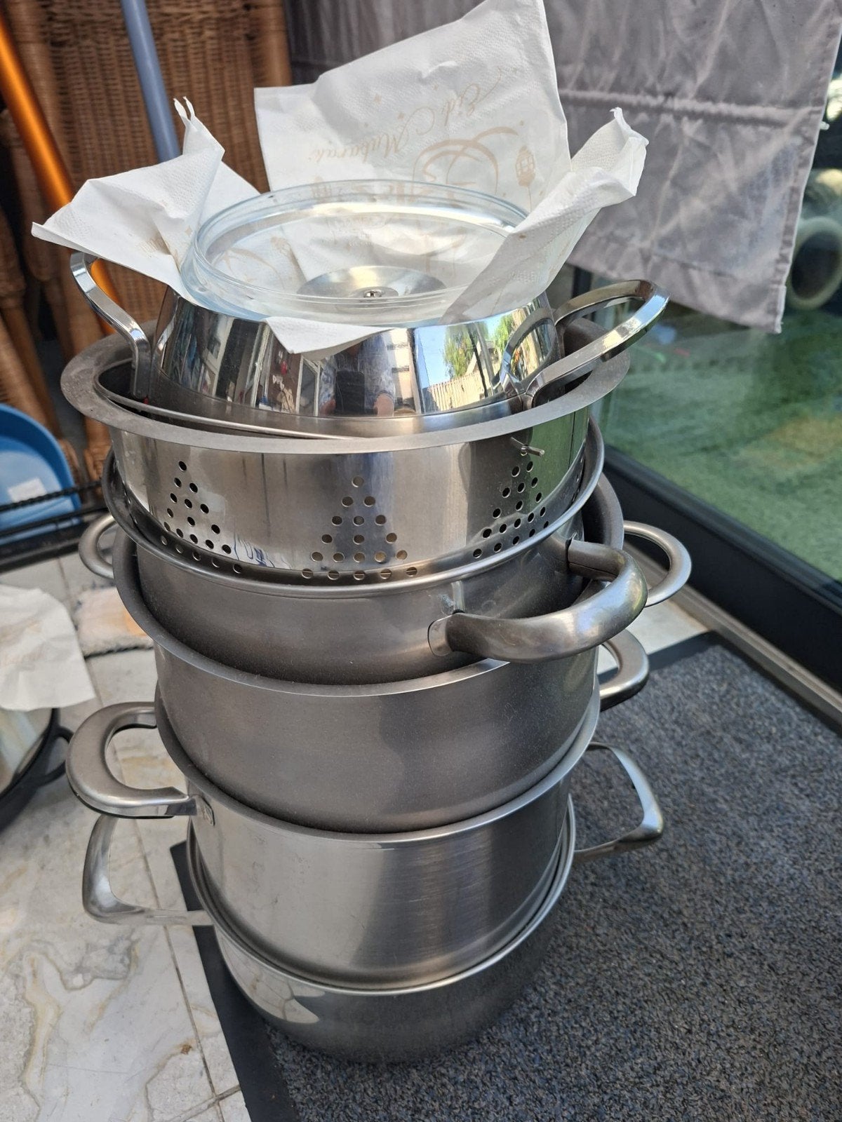 Pannen 5 liter, Ophalen, Gebruikt, Met deksel, Pannenset