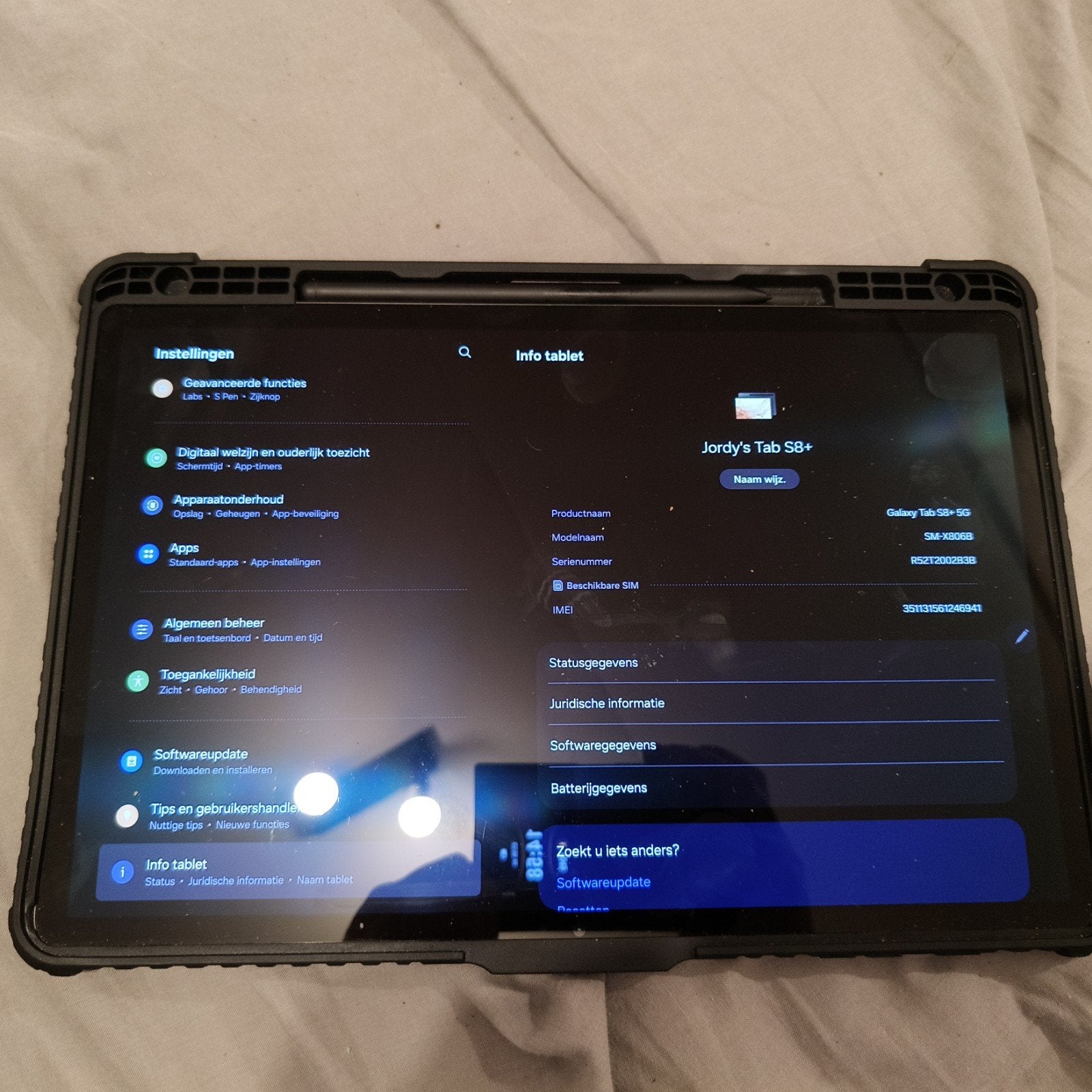 Samsung Galaxy Tab S8+ (geen doos), Ophalen of Verzenden, Nieuw, Wi-Fi en Mobiel internet