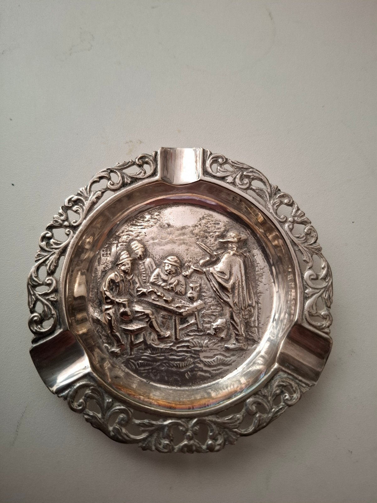 oud verzilverd asbakje, Antiek en Kunst, Antiek | Goud en Zilver, Ophalen of Verzenden