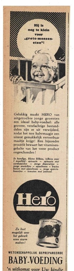 2 HERO BABY-VOEDING advertenties uitkomst voor Uw kindje, Verzenden, Zo goed als nieuw, Overige typen