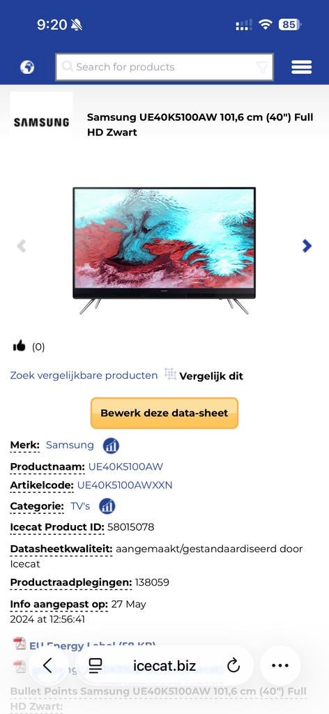 Samsung UE40K5100AW 40 inch Full HD TV, Ophalen, Zo goed als nieuw