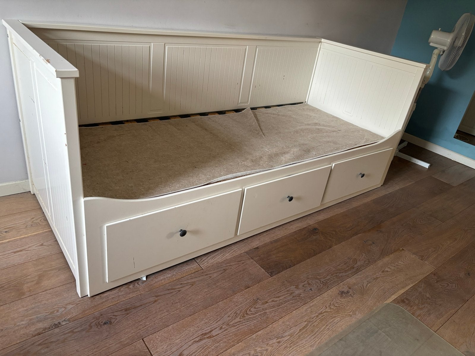 IKEA Hemnes Bedbank - Wit, uitschuifbaar met lades, Ophalen, Wit, Tweepersoons, 80 cm