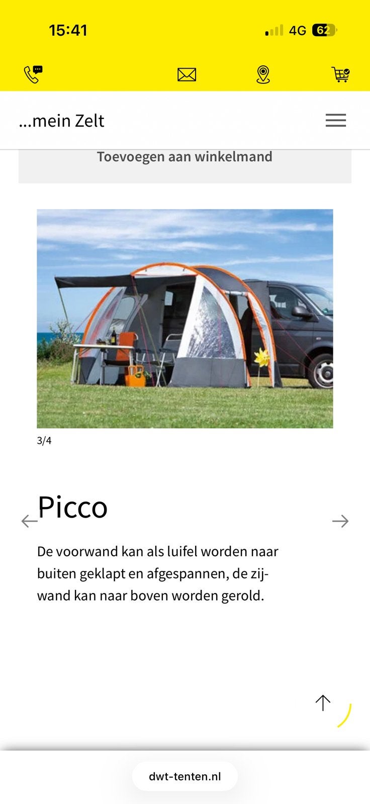DWT  Zelte Pico Bus tent, Ophalen of Verzenden, Gebruikt, Tot en met 2