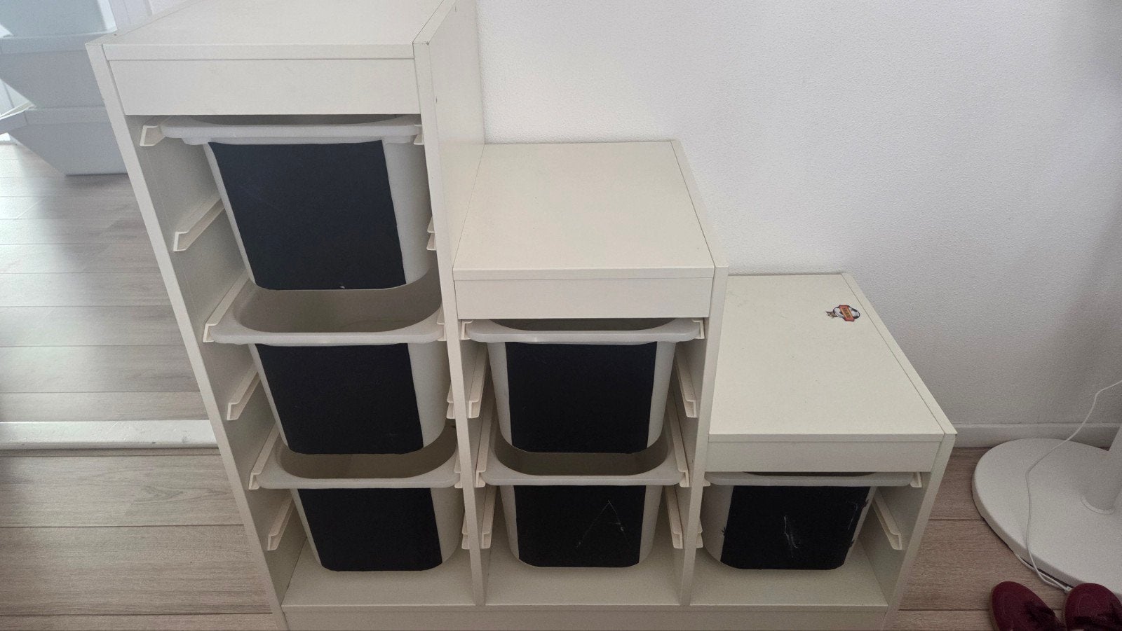 IKEA Trofast kast met 6 bakjes en krijtbordstickers, Ophalen, Gebruikt