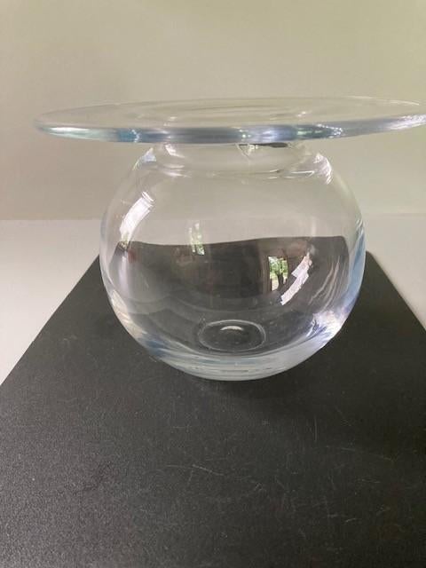 helder glazen vaas Nanny Still ?? (Finland)model Saturnus, Overige kleuren, Ophalen of Verzenden, Minder dan 50 cm, Glas