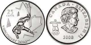 Canada - 25 cent 2008 - Freestyle Skiing - Circulated!, Ophalen of Verzenden, Noord-Amerika, Losse munt