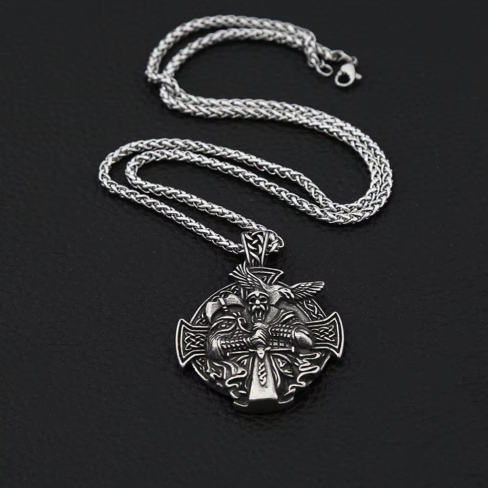 Roestvrij Stalen Odin Warrior Heren Ketting, Verzenden, Nieuw, Zilver, Overige materialen
