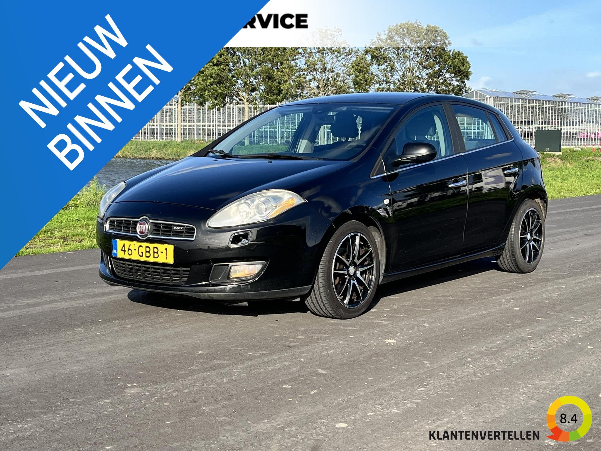 Fiat Bravo 1.4 T-Jet Emotion Clima, cruise, pdc achter, trek, Gebruikt, 4 cilinders, Zwart, Origineel Nederlands