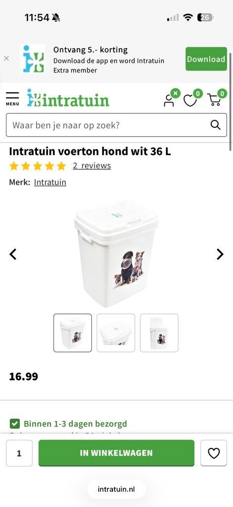 Voerton 36 L hond of kat, Dieren en Toebehoren, Ophalen, Hond