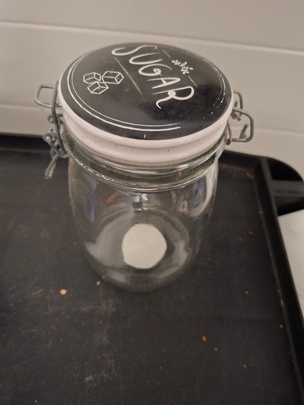 Glazen voorraadpot met beugelsluiting - 'Sugar', Ophalen of Verzenden, Gebruikt, Glas