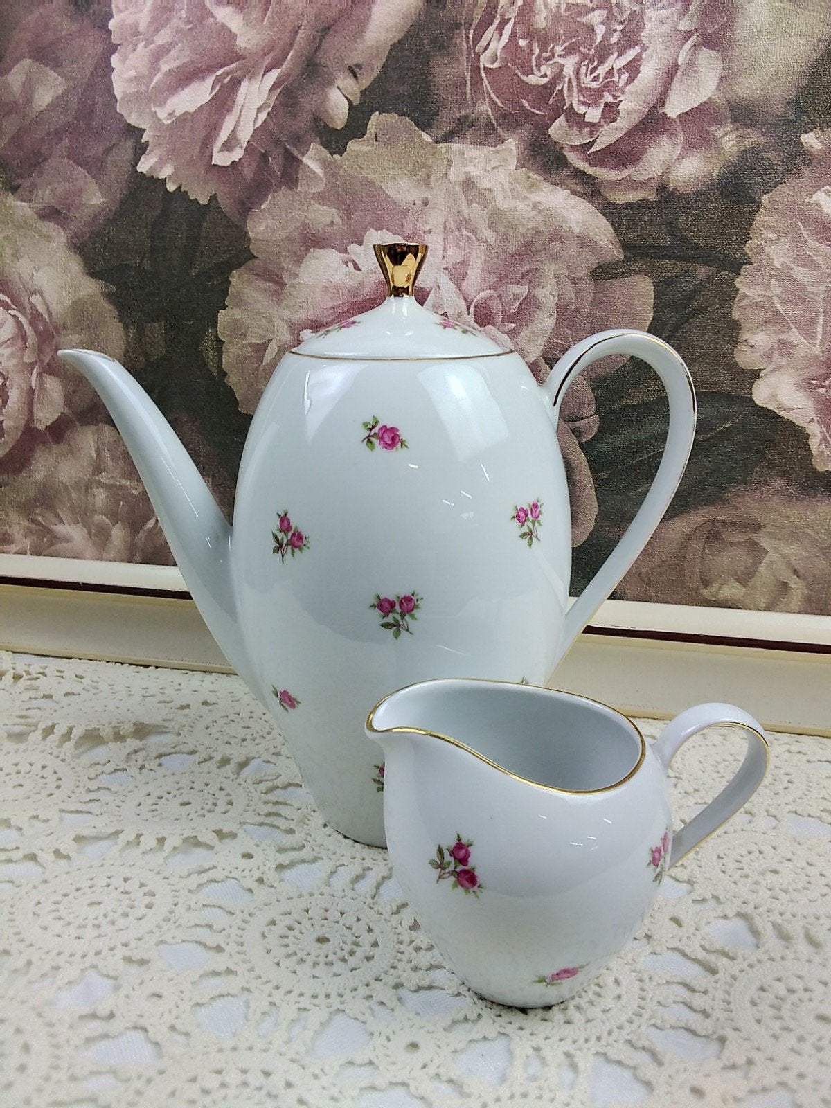 Mitterteich Bavaria Rosette Koffiepot met Melkkan, Antiek en Kunst, Ophalen of Verzenden