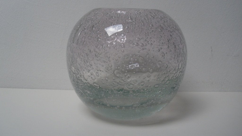 Mondgeblazen vaas met luchtbellen, Transparant, 15 cm, Ophalen of Verzenden, Glas