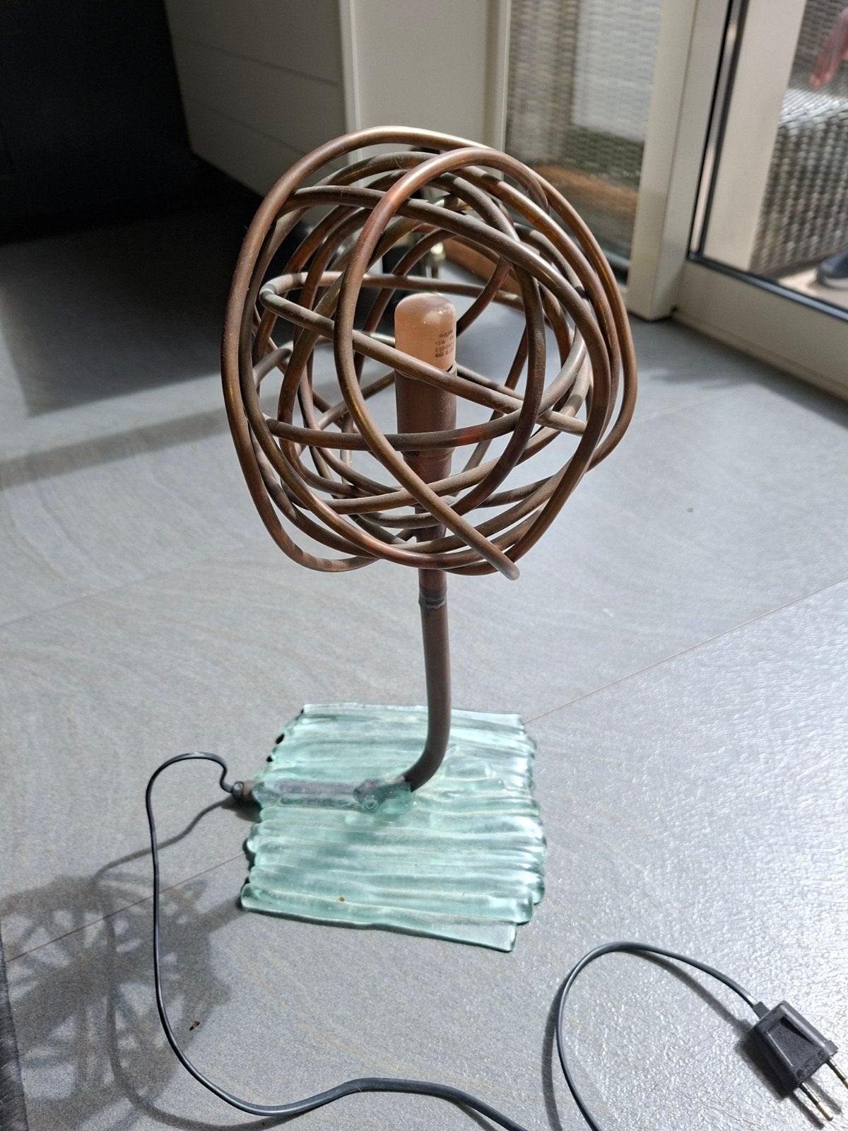 Unieke Bronzen Design Lamp - Jaren '80 Wol Bol Vorm, Ophalen of Verzenden, Gebruikt