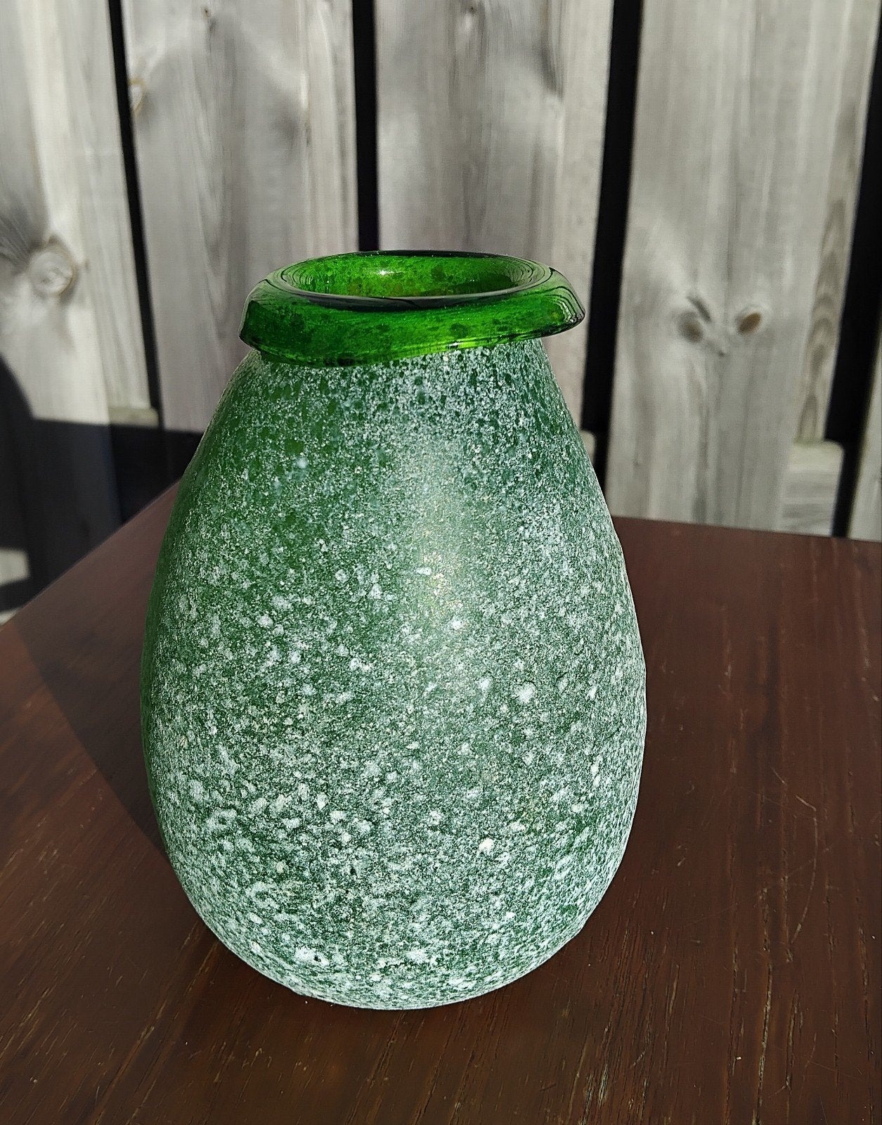 Vintage Scavo Vaas Groen Glas Murano Stijl Jaren '70, Ophalen of Verzenden