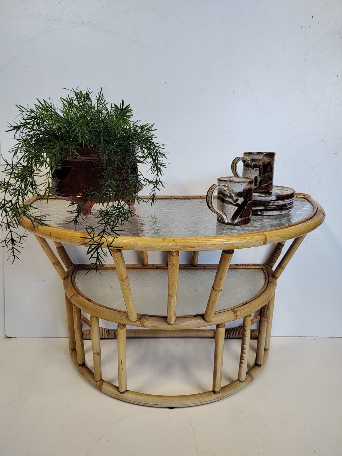 Bamboe, halfronde tafel, Ophalen of Verzenden