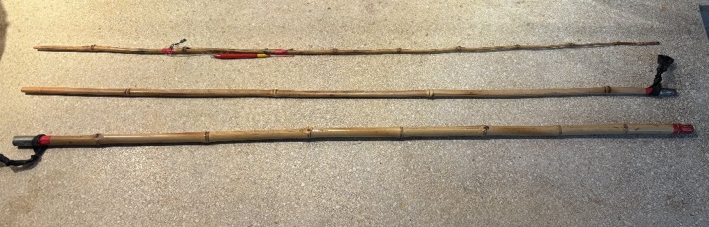 Albatros Bamboe Hengel Set 300cm 3-delig ZGAN, Watersport en Boten, Ophalen, Zo goed als nieuw, Vaste hengel