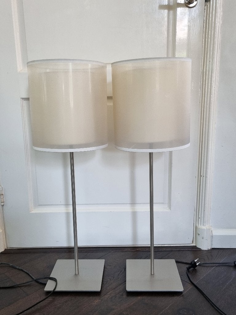 6 lampen chroom/wit (2 hang en 4 sta), Ophalen, Zo goed als nieuw, Kunststof, 150 tot 200 cm