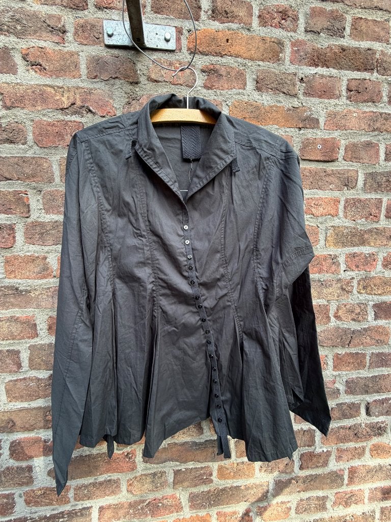 Zwarte blouse Rundholz maat Xl 100% katoen, Zwart, Maat 42/44 (L), Ophalen of Verzenden, Nieuw