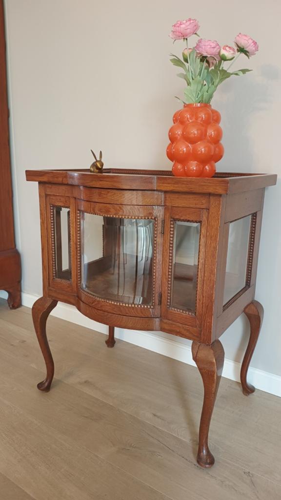 5. Prachtig vintage theekastje met gebold deurtje, Huis en Inrichting, Kasten | Vitrinekasten, Ophalen, Onbekend, 50 tot 100 cm